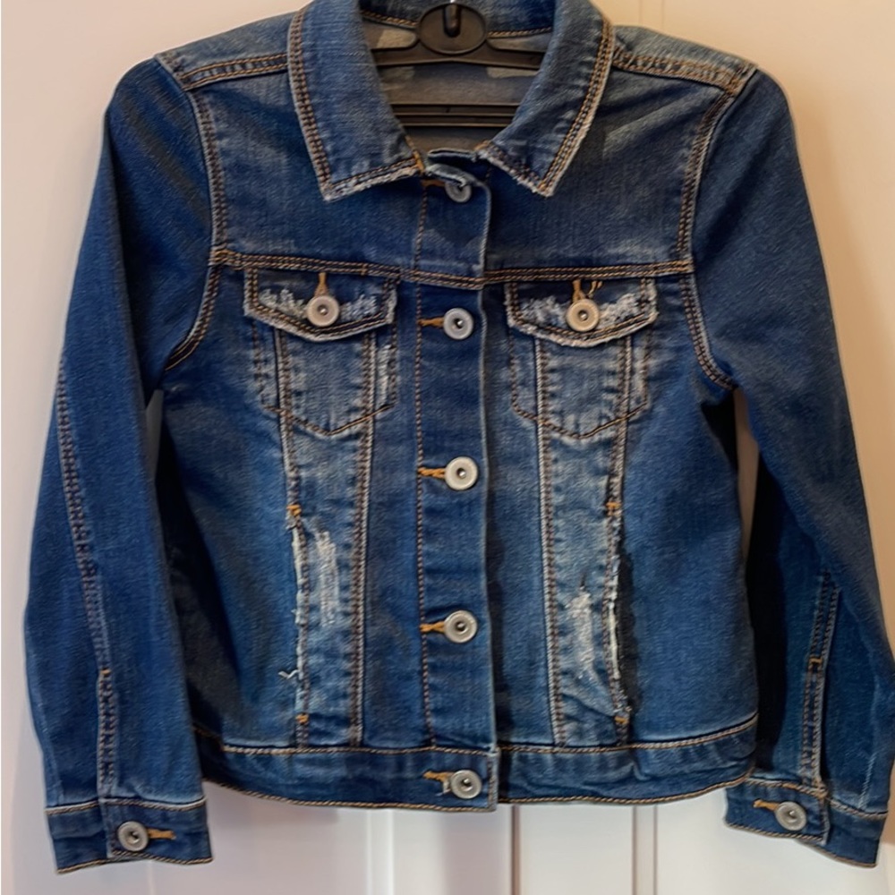 Zara girls distressed denim jeans jacket, size 7